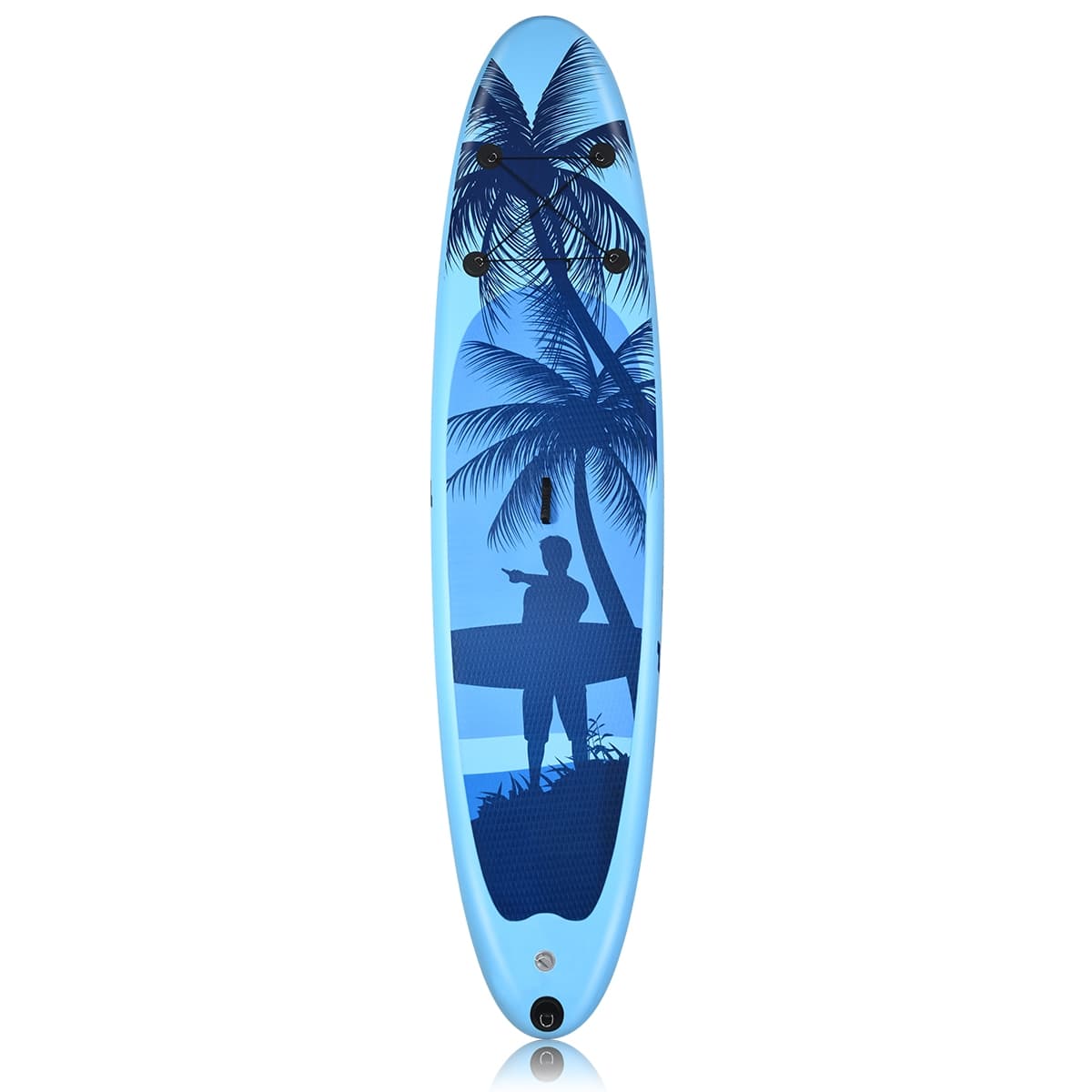 CostwayPaddle Stand Up Gonflable en PVC avec Sac de Transport Pagaie Réglable Accessoires 305x76x15 cm Bleu Clair